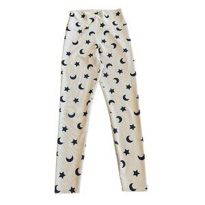 Beach Riot Sport Cream Ribbed Leggings Moon Star Print Stretch Athletic Medium